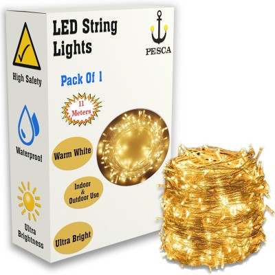 PESCA 40 LEDs 11 m Yellow Steady String Rice Lights(Pack of 1)