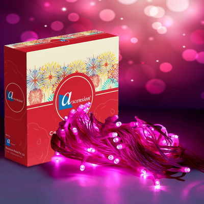 Ascension 55 LEDs 13 m Pink Steady String Rice Lights(Pack of 1)