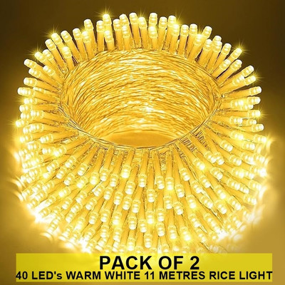 Dreamica 40 LEDs 11 m Yellow Steady String Rice Lights(Pack of 2)