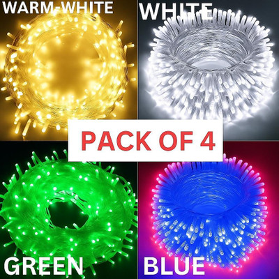 PRIMERISE 40 LEDs 11 m Yellow, Blue, Green, White Steady String Rice Lights(Pack of 4)