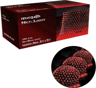 MIRADH 120 LEDs 1.5 m Red Flickering, Steady Net/Mesh Rice Lights(Pack of 1)