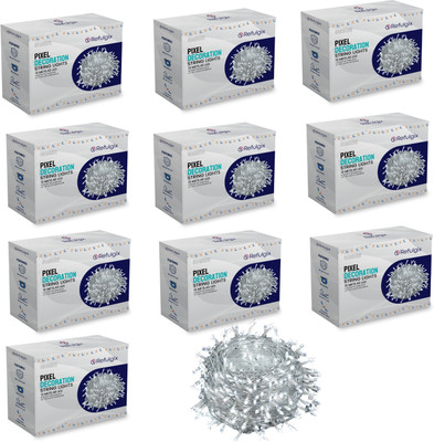 Refulgix 40 LEDs 12 m White Steady String Rice Lights(Pack of 10)