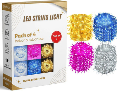 Refulgix 40 LEDs 12 m Multicolor Steady String Rice Lights(Pack of 4)