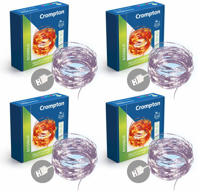 Crompton 100 LEDs 10 m White Steady String Rice Lights(Pack of 4)