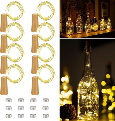 Elencraft 20 LEDs 2 m Gold Steady Ball Rice Lights(Pack of 8)