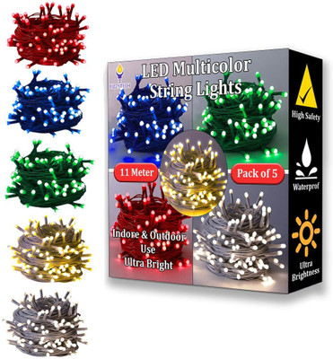 ParvazKidsCamp 40 LEDs 11 m Multicolor Steady String Rice Lights(Pack of 5)