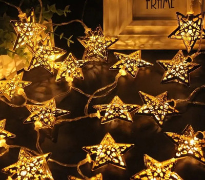 GlowFest 16 LEDs 4.5 m Yellow Steady Star Rice Lights(Pack of 1)