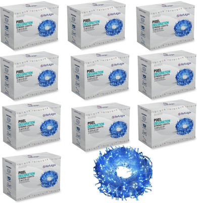 Refulgix 40 LEDs 12 m Blue Steady String Rice Lights(Pack of 10)