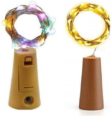 Trendx 20 LEDs 2 m Gold, Multicolor Steady String Rice Lights(Pack of 2)
