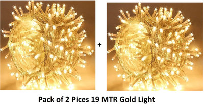 Junjadiya 60 LEDs 19 m Gold Steady Ball Rice Lights(Pack of 2)