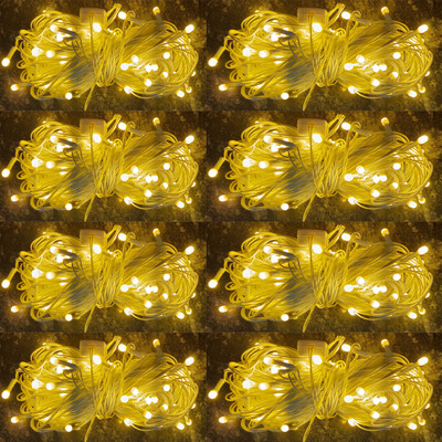 Tryka 60 LEDs 18 m Yellow Steady Bulb Rice Lights(Pack of 8)