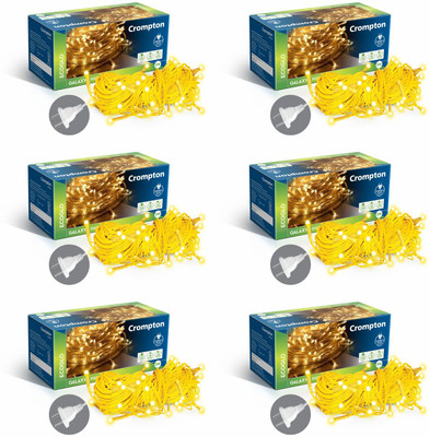 Crompton 48 LEDs 10 m Yellow Steady String Rice Lights(Pack of 6)