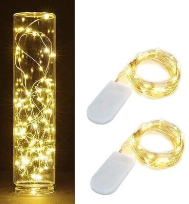 NSPAR 20 LEDs 2 m Gold Steady String Rice Lights(Pack of 2)