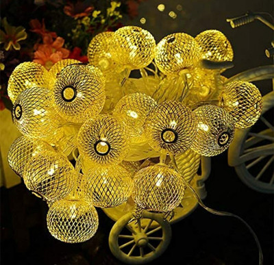 slainte 14 LEDs 4 m Yellow Steady Ball Rice Lights(Pack of 1)