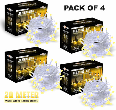 Pick Ur Needs 60 LEDs 20 m Beige Steady String Rice Lights(Pack of 4)