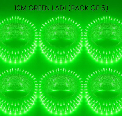 spark world 22 LEDs 6.5 m Green Steady Bulb Rice Lights(Pack of 6)