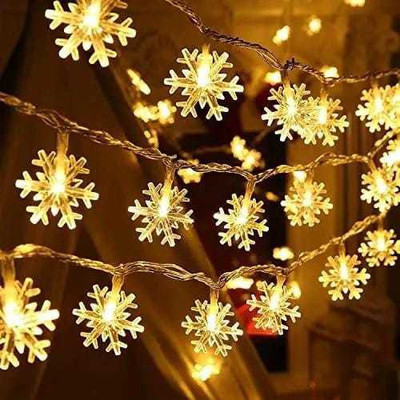 OSHD 16 LEDs 5.4 m Gold Steady Snow Flake Rice Lights(Pack of 1)