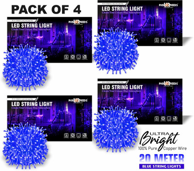 Pick Ur Needs 60 LEDs 20 m Blue Steady String Rice Lights(Pack of 4)