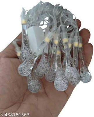 LumiBright 12 LEDs 3 m Gold Steady Water Drop Rice Lights(Pack of 1)