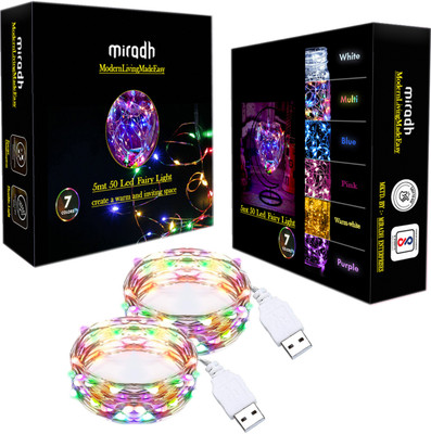 MIRADH 50 LEDs 5 m Multicolor Steady String Rice Lights(Pack of 2)
