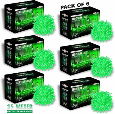 Pick Ur Needs 40 LEDs 15 m Green Steady String Rice Lights(Pack of 6)