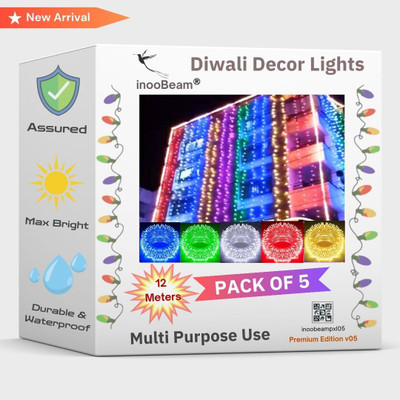 inooBeam 44 LEDs 12 m Multicolor Steady String Rice Lights(Pack of 5)