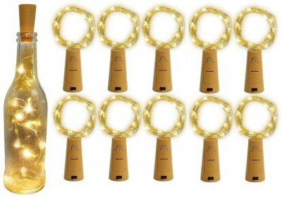 Urvi 20 LEDs 2.49 m Gold Steady String Rice Lights(Pack of 10)