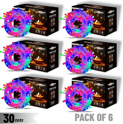 Make Ur Wish 60 LEDs 30 m Multicolor Flickering Bulb Rice Lights(Pack of 6)