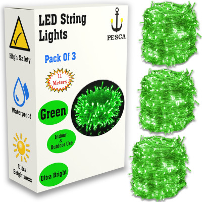 PESCA 40 LEDs 11 m Green Steady String Rice Lights(Pack of 3)