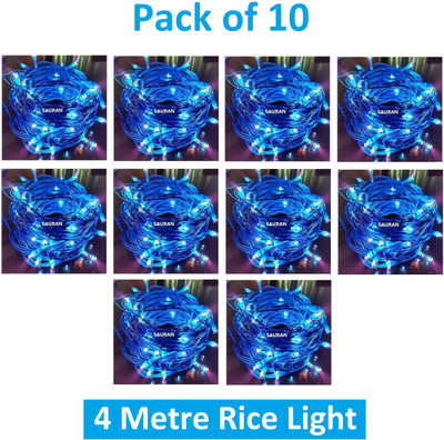 Sauran 15 LEDs 4 m Blue Steady String Rice Lights(Pack of 10)