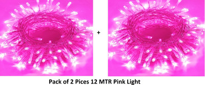 NEERUSSTORE 36 LEDs 12 m Pink Steady Ball Rice Lights(Pack of 1)