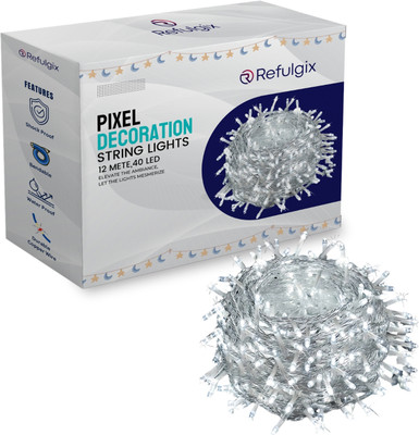 Refulgix 40 LEDs 12 m White Steady String Rice Lights(Pack of 1)