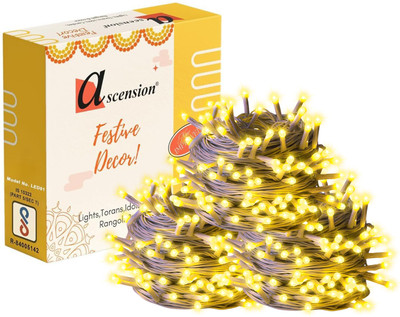 Ascension 40 LEDs 10.9 m Yellow Steady Bulb Rice Lights(Pack of 3)
