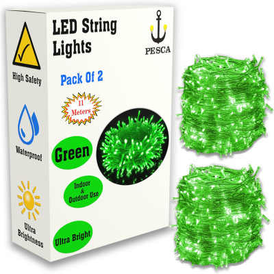 PESCA 40 LEDs 11 m Green Steady String Rice Lights(Pack of 2)