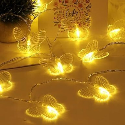 JSK 14 LEDs 4 m Yellow Steady Butterfly Rice Lights(Pack of 1)