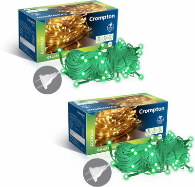 Crompton 48 LEDs 10 m Green Steady String Rice Lights(Pack of 2)