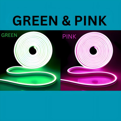 shinepark 600 LEDs 5 m Green, Pink Steady Strip Rice Lights(Pack of 2)