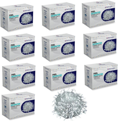 Refulgix 40 LEDs 12 m White Steady String Rice Lights(Pack of 10)