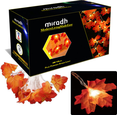 MIRADH 14 LEDs 3 m Yellow Steady Leaf Rice Lights(Pack of 1)