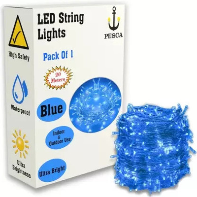 PESCA 60 LEDs 20 m Blue Steady String Rice Lights(Pack of 1)