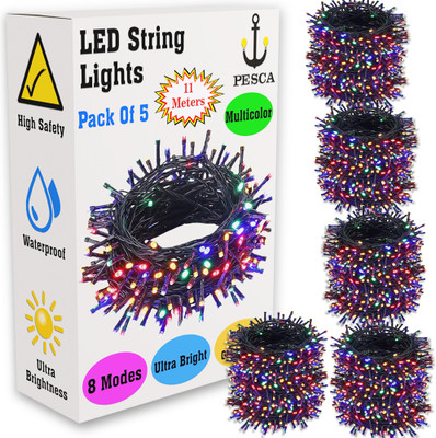 PESCA 40 LEDs 11 m Multicolor Steady String Rice Lights(Pack of 5)