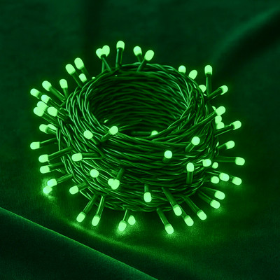 MPROW 100 LEDs 20 m Green Steady Bulb Rice Lights(Pack of 1)