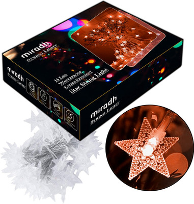 MIRADH 14 LEDs 3 m Orange Steady Star Rice Lights(Pack of 1)