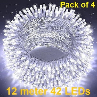 Trendx 42 LEDs 12 m White Steady String Rice Lights(Pack of 4)