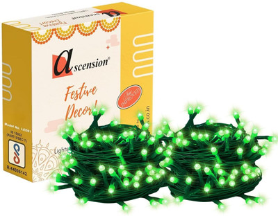 Ascension 40 LEDs 10.9 m Green Steady Bulb Rice Lights(Pack of 2)