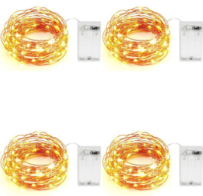 Tryka 50 LEDs 5 m Yellow Steady Water Drop Rice Lights(Pack of 4)