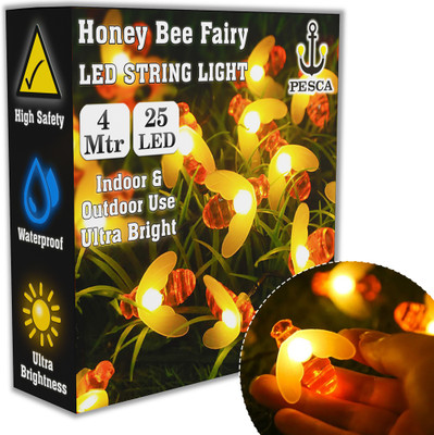 PESCA 25 LEDs 4 m Yellow Steady String Rice Lights(Pack of 1)