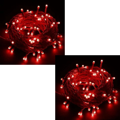 local 40 LEDs 15 m Red Steady String Rice Lights(Pack of 2)