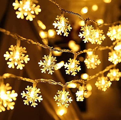 decordial 14 LEDs 4 m Yellow Steady Snow Flake Rice Lights(Pack of 1)