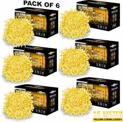 Pick Ur Needs 40 LEDs 15 m Yellow Steady String Rice Lights(Pack of 6)